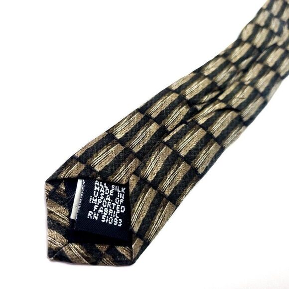 Haggar Collections Beige Silk Tie Woven Long Geometric‎ - Picture 5 of 6